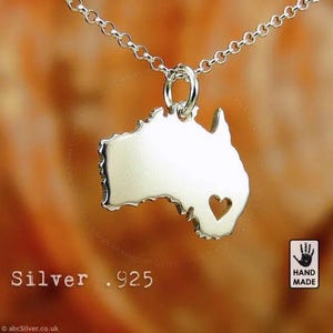 AUSTRALIEN Karte Handgemachte Personalisierte Sterling Silber .925 Halskette - GESCHENK-Idee