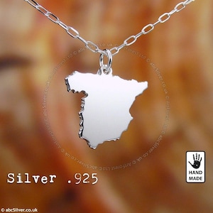 SPAIN Map Handmade Sterling Silver .925 Necklace - GIFT Idea