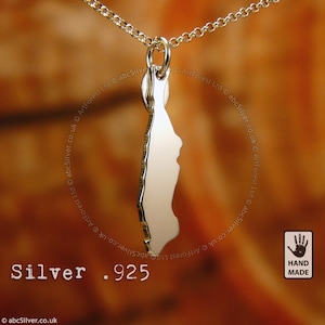 Collier fait main en argent sterling .925 avec carte de Manhattan New York - Idée cadeau