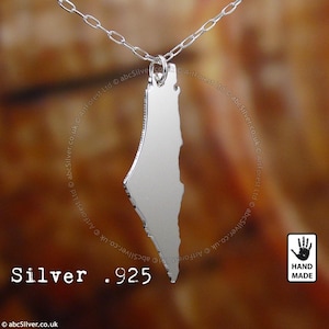 BIG PALESTINE 1946 Map Handgemachte Sterling Silber .925 Halskette - GESCHENK-Idee