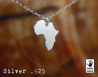 AFRICA Map Handmade Sterling Silver .925 Necklace - Perfect Gift