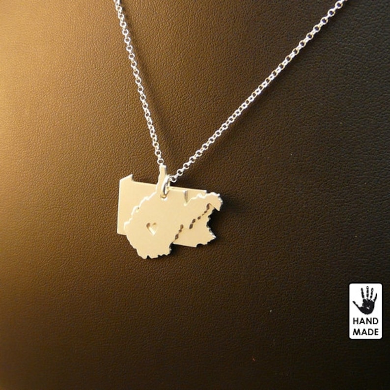 ANY 2 STATES Handmade Personalized Sterling Silver .925 Necklace in a gift box