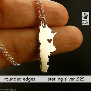 Carte de l'ARGENTINE - Collier personnalisé fait main en argent sterling .925 - Idée cadeau