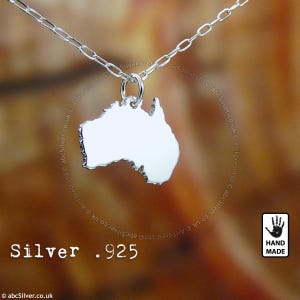 Collier carte de l'AUSTRALIE fait main en argent sterling .925 - Idée cadeau