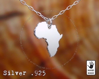 AFRICA Map Handmade Sterling Silver .925 Necklace - Perfect Gift