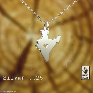 INDIA Map Handmade Sterling Silver .925 Necklace Perfect Gift image 1