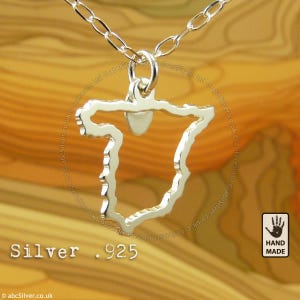 Collier carte de l'ESPAGNE fait main en argent sterling .925 - Idée cadeau