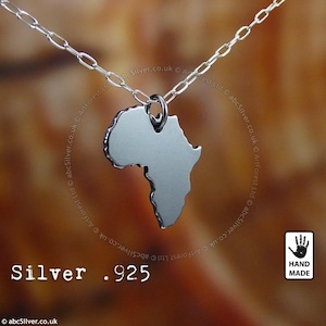 BLACK AFRICA Map Handgemachte Sterling Silber .925 Halskette - GESCHENK-Idee