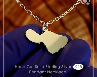 Kaartketting Maui, Hawaï, VS, Maui, sterlingzilver, 925-ketting en dikke stevige hanger, handgemaakt