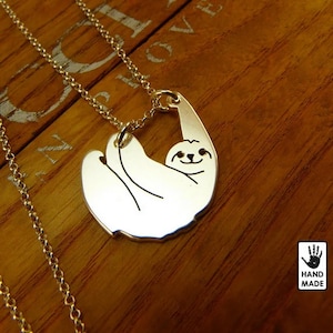SLLOOW Sloth Handmade Sterling Silver .925 Necklace  - GIFT Idea