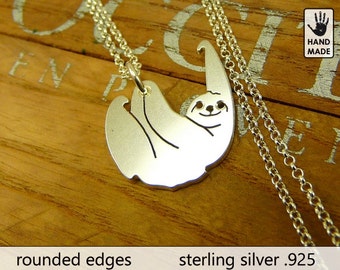 Tiny SLOTH Three Toed Handmade Sterling Silver .925 Necklace  - Perfect Gift