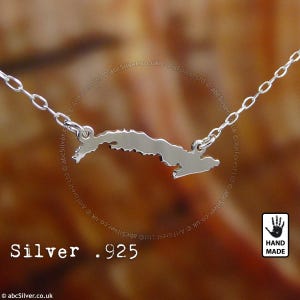 Collier carte de CUBA fait main en argent sterling .925 (fabriqué dans l'Union européenne) - Idée cadeau