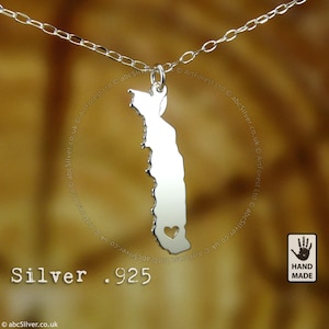 Collier carte de l'Afrique du TOGO fait main en argent sterling .925 - Idée cadeau