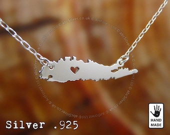 LONG ISLAND Map Handmade Personalized Sterling Silver .925 Necklace - GIFT Idea