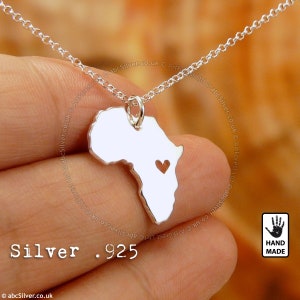 AFRICA Map Handmade Personalized Sterling Silver .925 Necklace Perfect Gift image 2