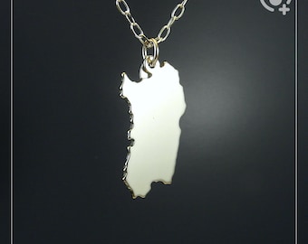 Sardinien Sardigna, Sterlingsilverkedja .925 & Tjockt massivt hänge, Handgjort