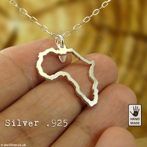 AFRIKA Karte handgemachte Sterling Silber .925 Halskette - GESCHENK-Idee