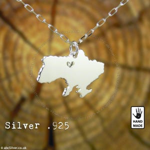 UKRAINE Karte handgemachte personalisierte Sterling Silber .925 Halskette (Made in der Europäischen Union) - GESCHENKidee