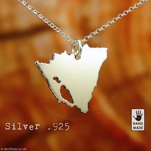 Collier carte du NICARAGUA fait main en argent sterling .925 - Idée cadeau
