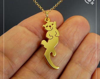 Herr Otter, Förgylld kedja i 22k sterlingsilver, 925, och tjockt massivt hänge, Handgjort
