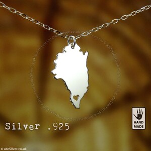 Grönland Karte handgemachte personalisierte Sterling Silber .925 Halskette - GESCHENK-Idee