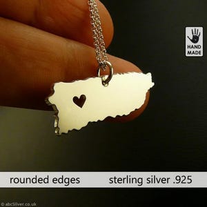 PUERTO RICO Karte handgemachte personalisierte Sterlingsilber .925 Halskette - GESCHENKidee