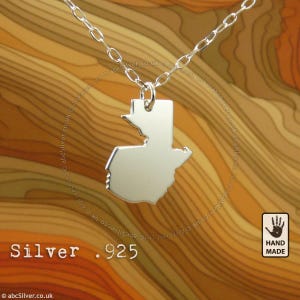GUATEMALA Karte handgemachte personalisierte Sterling Silber .925 Halskette - GESCHENK-Idee