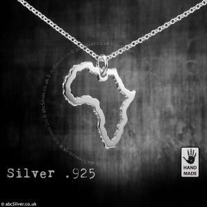 AFRICA Map Handmade Sterling Silver .925 Necklace  - GIFT Idea