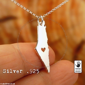 Palästina Karte 1946 Handgemachte Personalisierte Sterling Silber .925 Halskette - GESCHENK-Idee