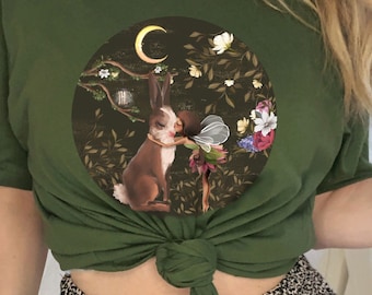 Fairy grunge shirt bunny and fairy cottage core aesthetic clothing, fairy shirt oversized