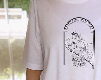 Coquette aesthetic t-shirt for women, bird with cherries, radiate love, coquette top, coquette clothing, girly art