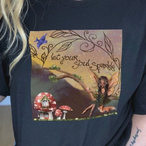 Fairycore grunge shirt fairy cottagecore aesthetic mushrooms clothing