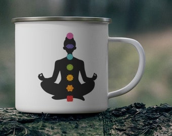 Chakra Enamel Coffee Mug, Spiritual Chakra Mug