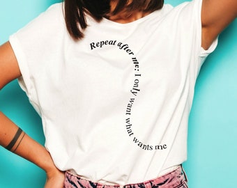 I Only Want What Wants Me, Positive Shirt or Mental Health Happy Introvert and Kindness Shirt, Wavy Text Quote