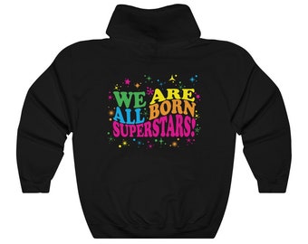 Clowncore We Are All Superstars, wavy text aesthetic oversized hoodie