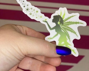 Cute Weed Fairy Sticker, for Computer, Hydroflask, Festival Sticker, Pothead, Stoner Girl, Weed Sticker