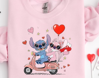 Valentine's Day Stitch Angel Shirt, Happy Valentine's Day Shirt, Valentines Family Trip, Magical Heart Valentines