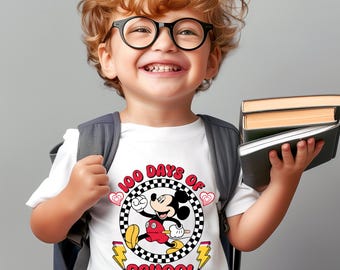 Mickey And Friends Happy 100 Days Of School Shirt, Disney Family 100 Days Of School Gifts, Retro Disneyland 100 Days Celebration T-Shirt