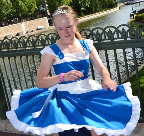 Beauty And The Beast Dress Belle Blue Peasant Dress Birthday Etsy