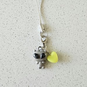 Grey Alien Handmade Clay Charm - Space Extraterrestrial Creature Cute Alien UFO Charm Bead - Tama Cellphone Phone Strap