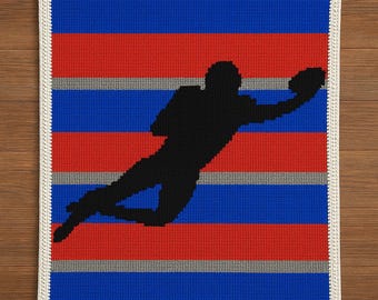 Football Player Crochet Blanket Pattern: Team Colors Graphgan (PDF Pattern)