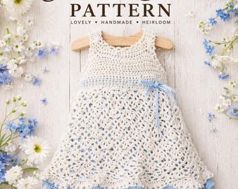 Lacewing Crochet Baby Dress and Headband Pattern – Heirloom Lace Design (PDF Download)
