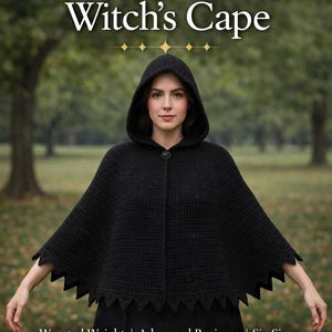 Witch's Hooded Cape Crochet Pattern: Gothic Halloween Cosplay (PDF Pattern)