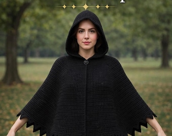 Witch's Hooded Cape Crochet Pattern: Gothic Halloween Cosplay (PDF Pattern)