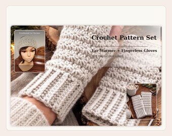 Frostbound Accessory Set (Wrist Warmers and Ear Warmers) – Crochet Pattern Bundle