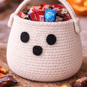 Crochet Trick or Treat Bag Pattern – Pumpkin, Cauldron, Ghost Designs (PDF Download) image 5