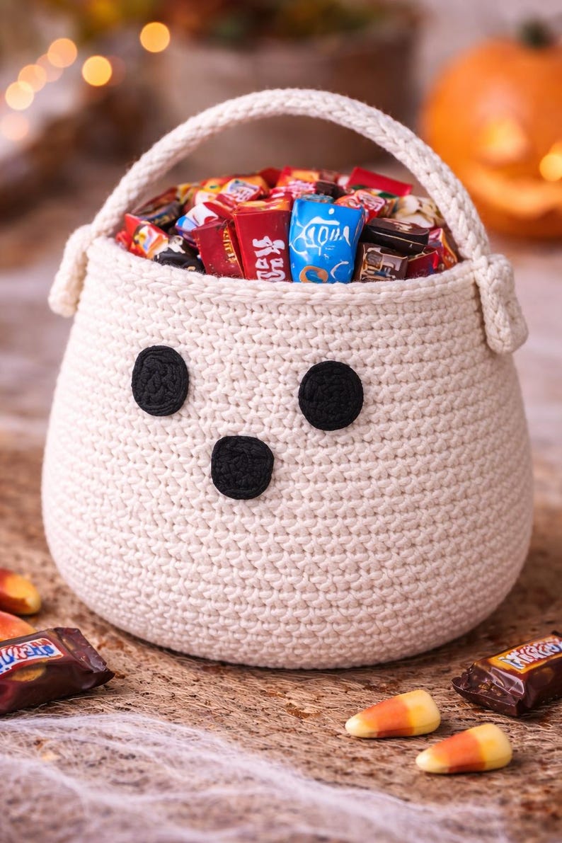 Crochet Trick or Treat Bag Pattern – Pumpkin, Cauldron, Ghost Designs (PDF Download) image 5