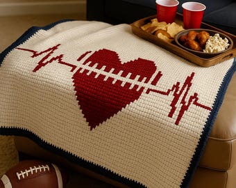 Football Love Crochet Blanket Pattern | Game Day Throw | PDF Digital Download