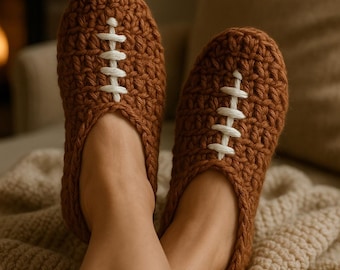 Patrón de pantuflas de fútbol a crochet – Calzado cómodo para el día del partido (Descarga en PDF)