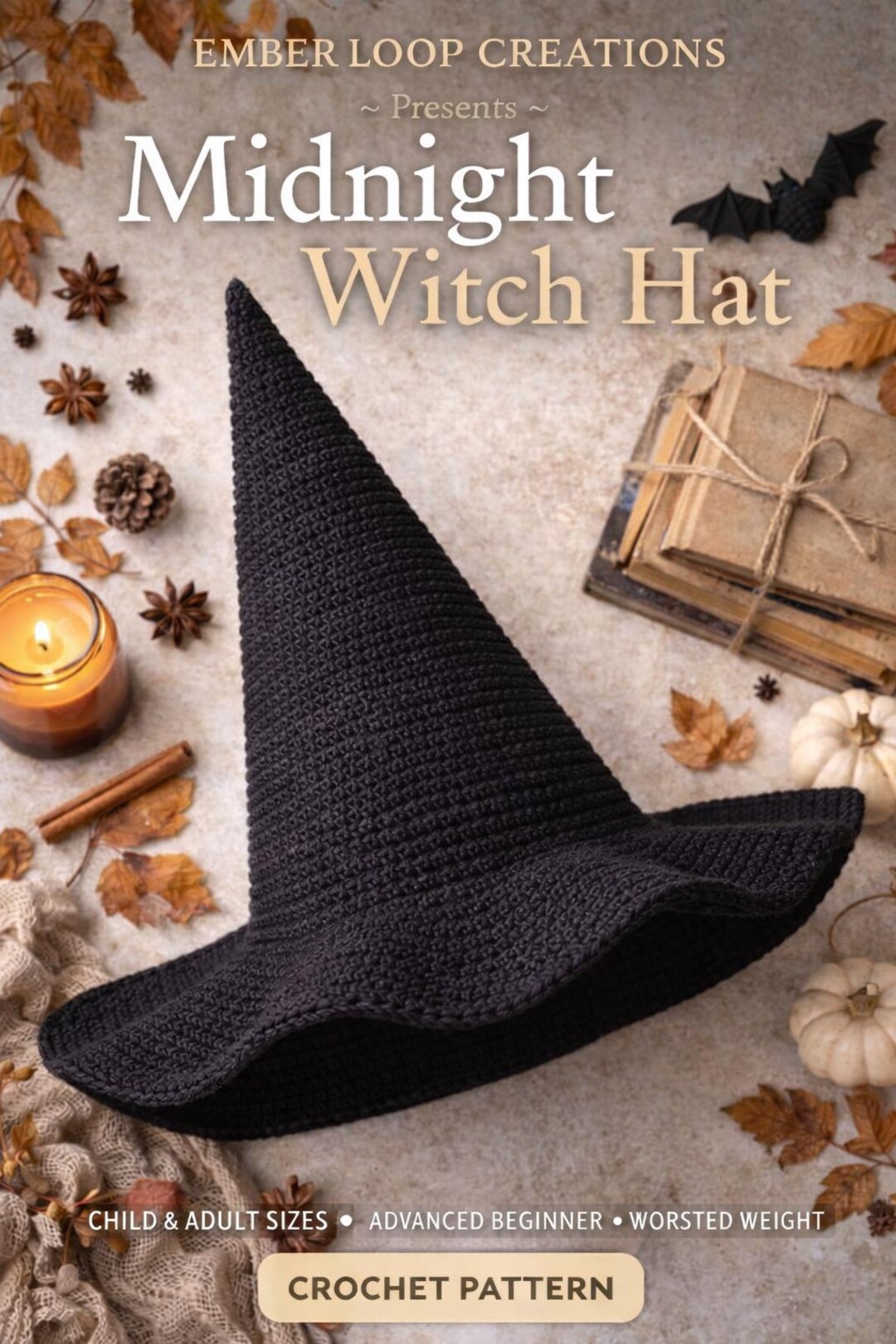 Midnight Witch Hat Crochet Pattern | Advanced Beginner Halloween ...
